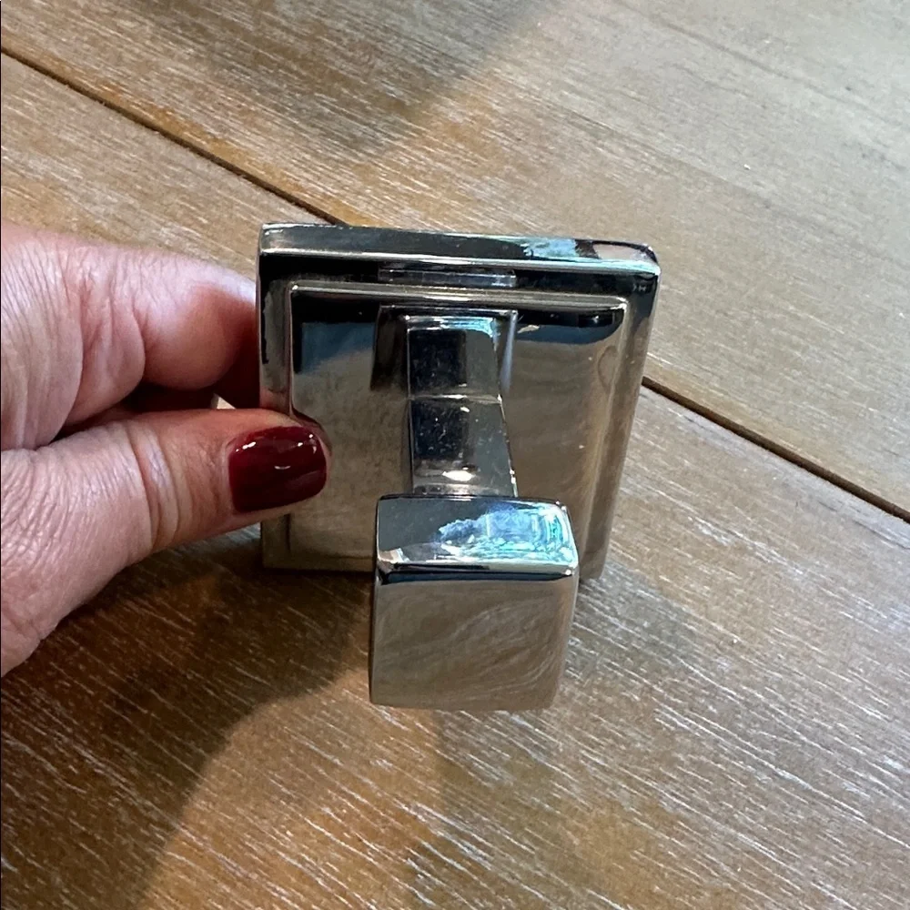 Pottery Barn Modern Square Chrome Towel Robe Hooks Set of 5